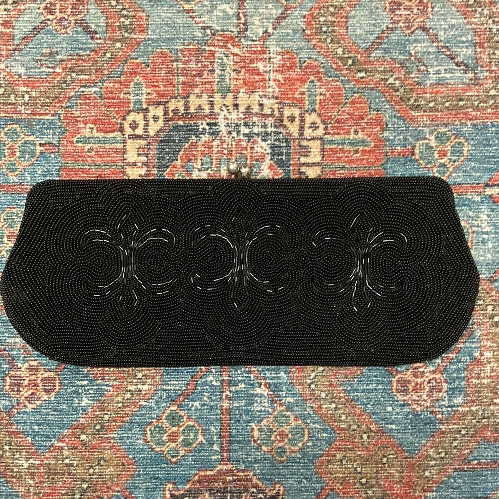 Vintage Beaded Clutch - Black